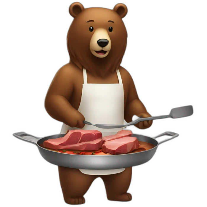 bear cooking meat emoji