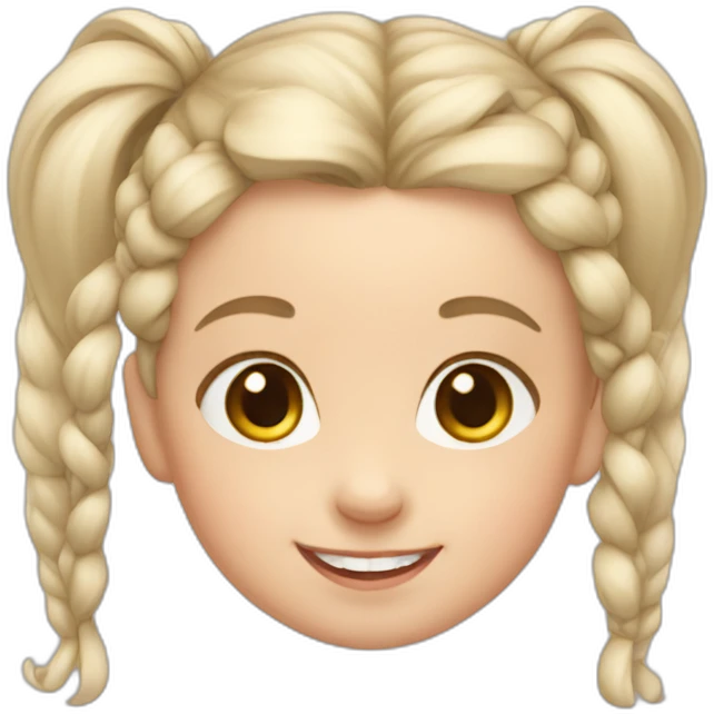 White baby girl with two ponytail hair smiling emoji
