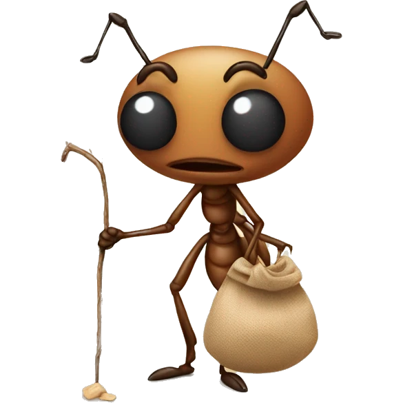 Sad ant carrying sack on stick  emoji