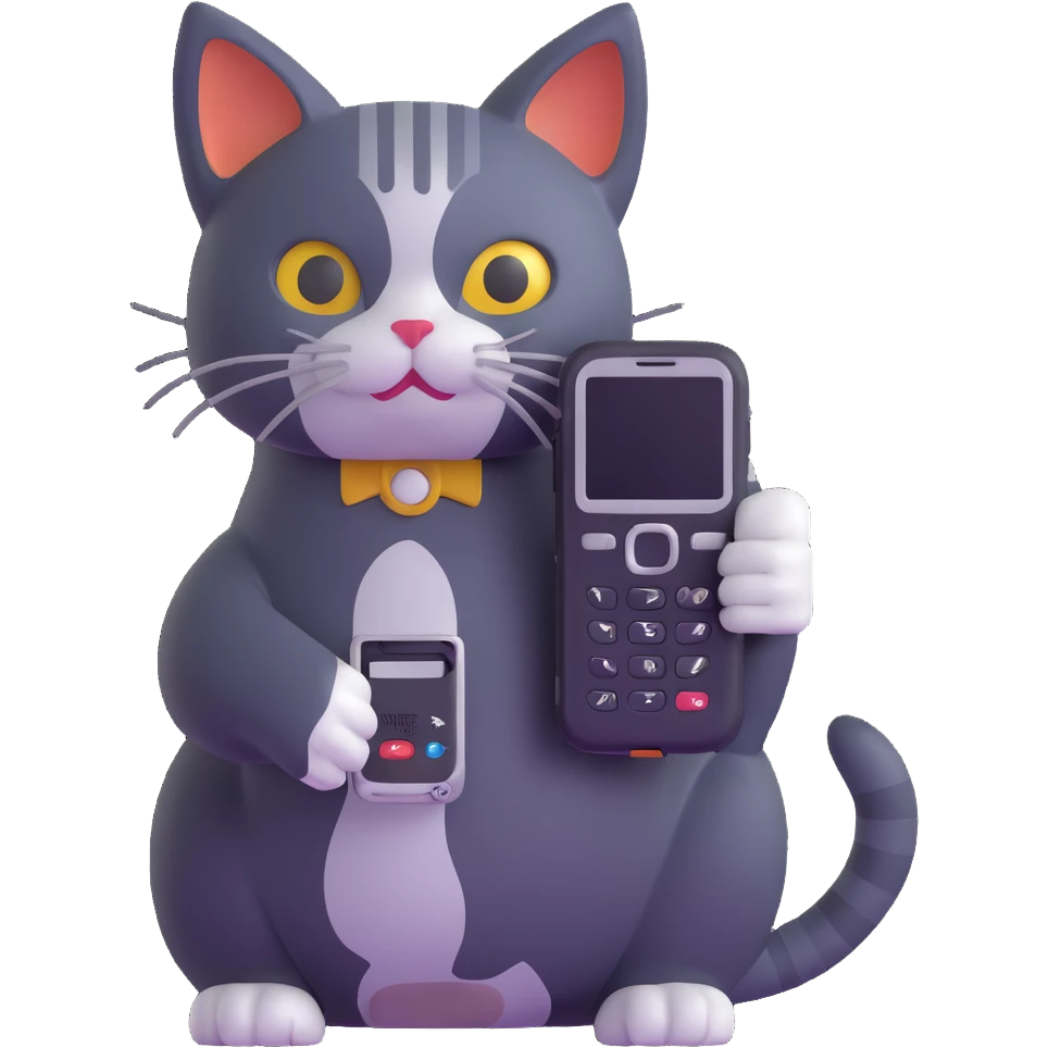 cat with nokia n73 phone emoji