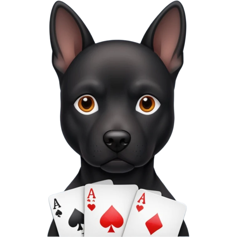 a black dog with poker face emoji