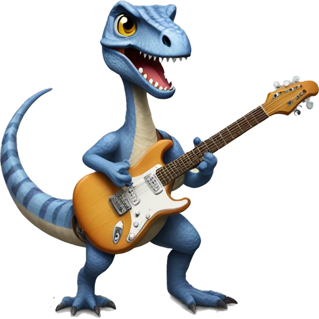 Velociraptor playing a guitar emoji