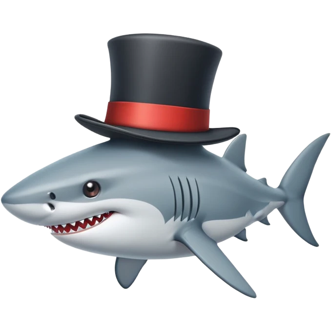 Shark with a top hat emoji