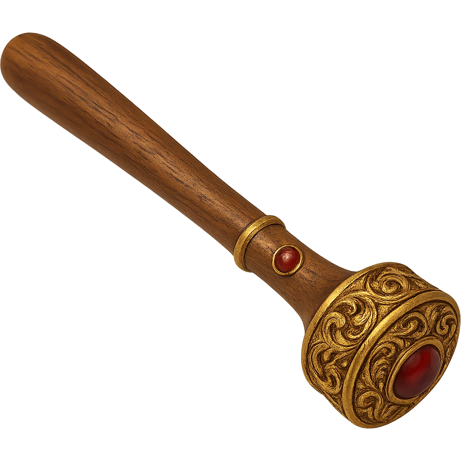 Remove the head of the gavel, leaving only the ornate handle with gemstone details. Keep the background transparent. emoji