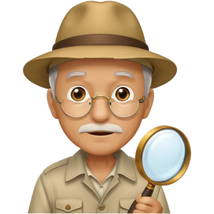 an old man with jungle and magnifying glass emoji