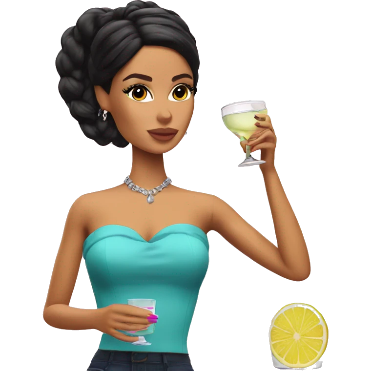 Latina Barbie drinking tequila  emoji