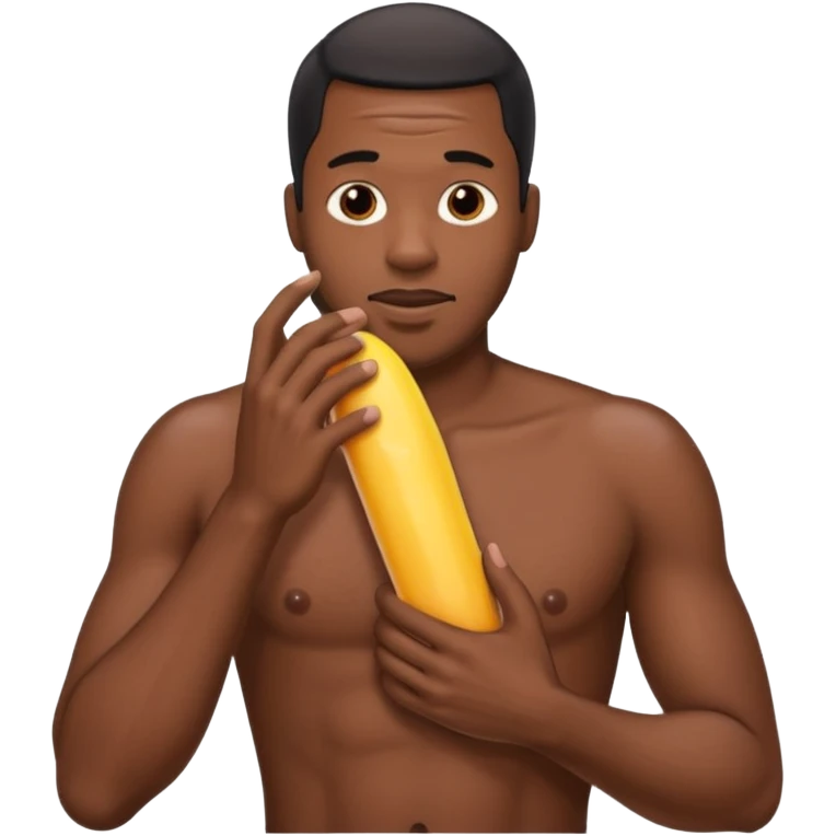 Black guy stroking his large penis while being excited ,masturbaiting, and ejaculating emoji