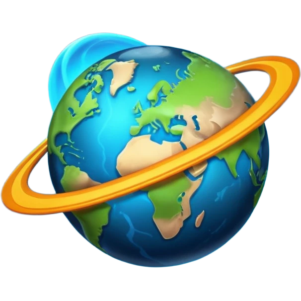 Planet with trending line and black background emoji