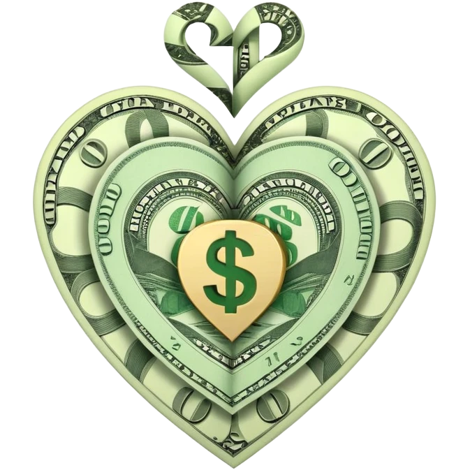 pazzle heart dollars emoji