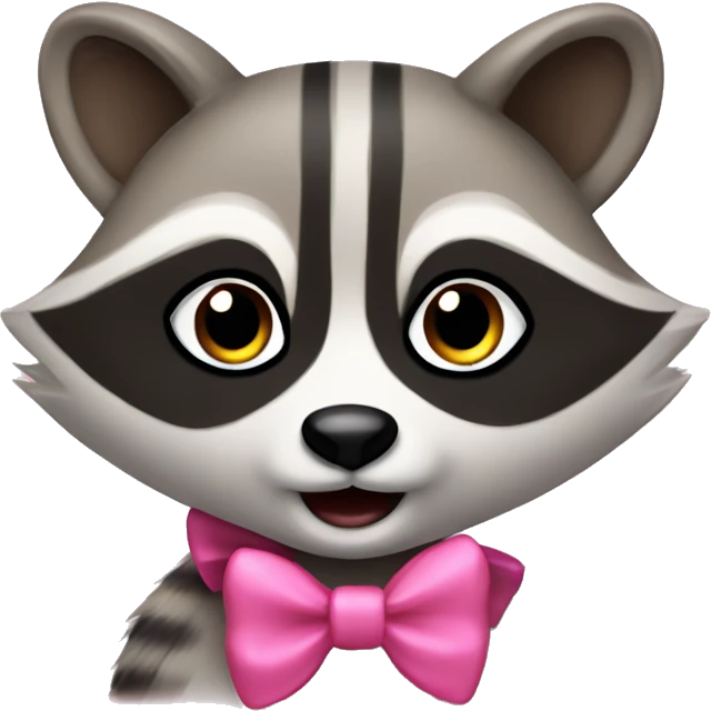 Female raccoon with a pink bow looking silly  emoji