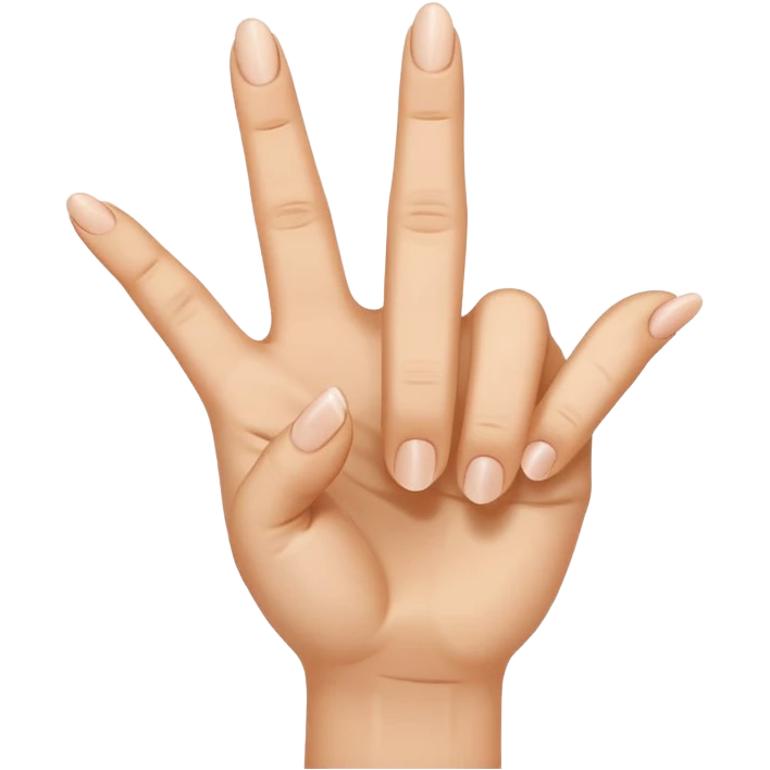 A hand holding up the thumb, pointer finger, and middle finger emoji