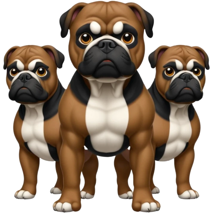 Black Bulldog one body and three heads emoji