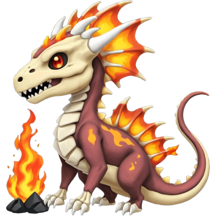 Skeletal Fiery Volcanic Cubone-Salandit-Marowak-Duskull-dragon emoji