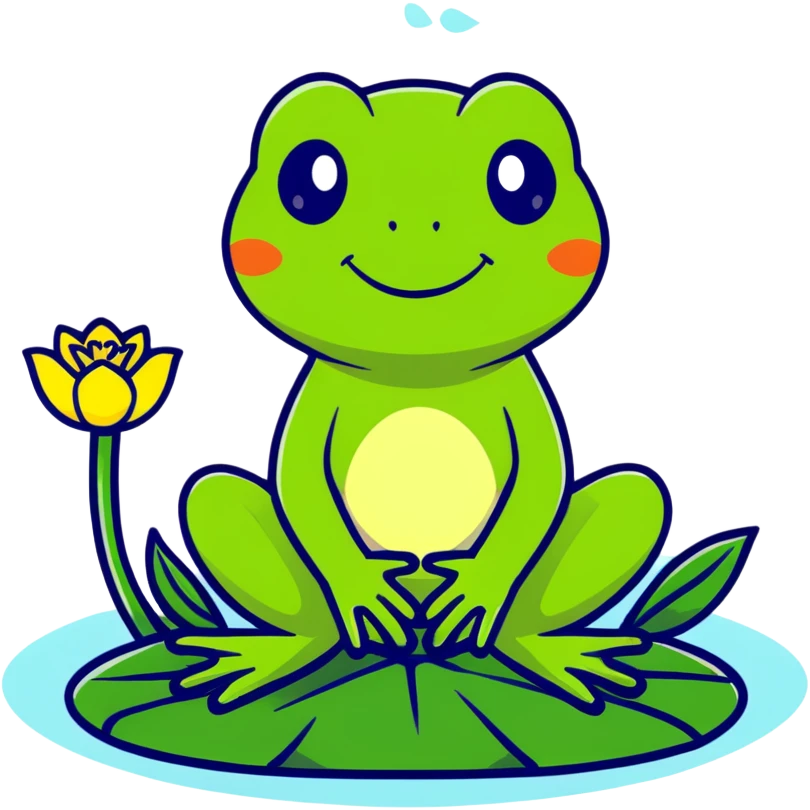 cartoon frog sitting on lily pad emoji