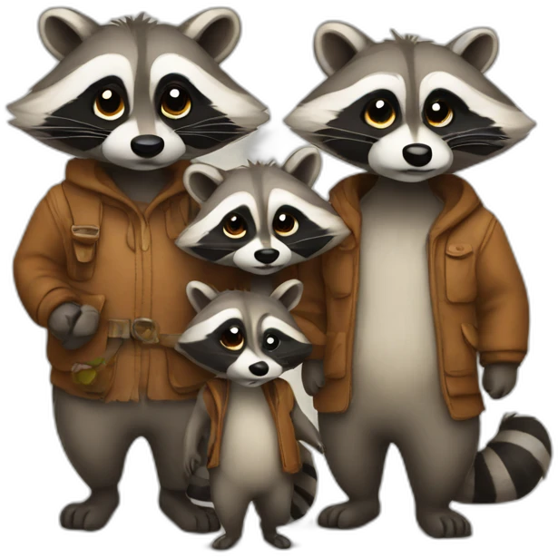 familiy of raccoons emoji