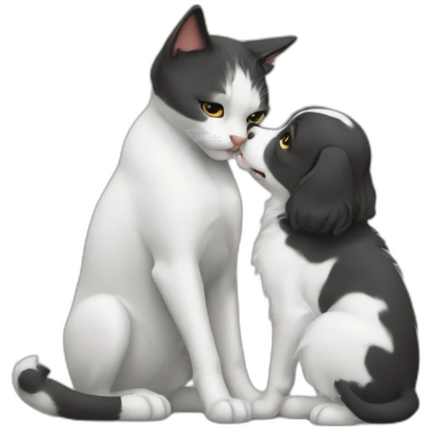 a cat kiss a dog emoji