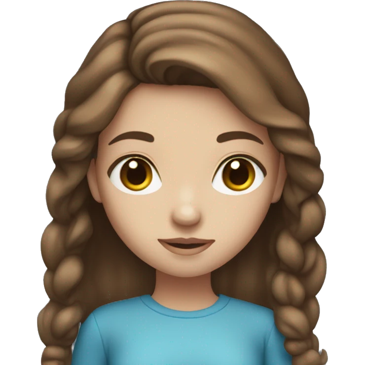 Girl with brown hair and blue eyes emoji
