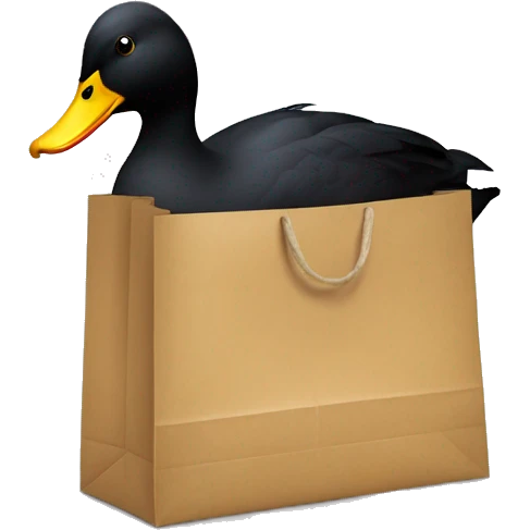 black duck with a paper bag on the head emoji