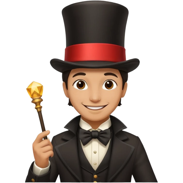 Magician with top hat,Street Performers. emoji
