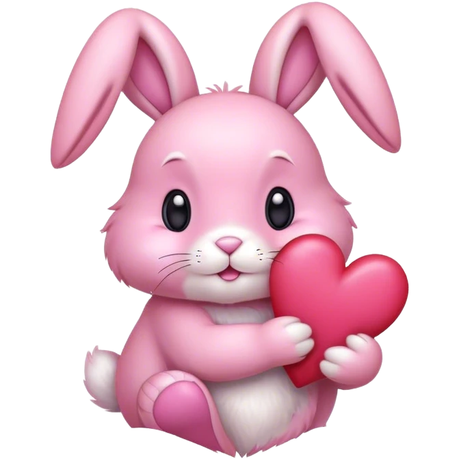 Pink Bunny holding a heart emoji