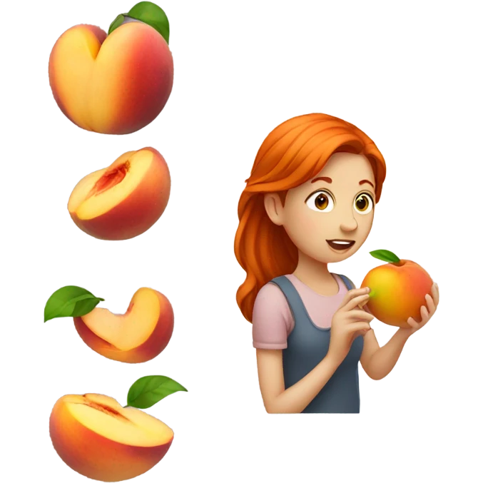 Red head girl eating a peach emoji