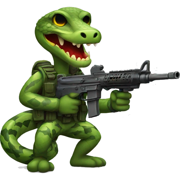 Snake with machine gun emoji