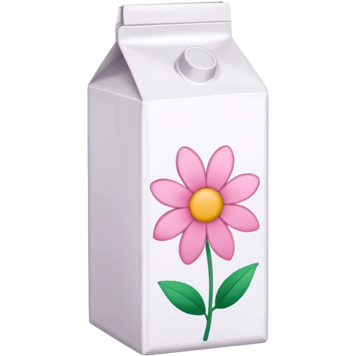 a white TINE milk carton with pink flower head blossom doodles on it  emoji