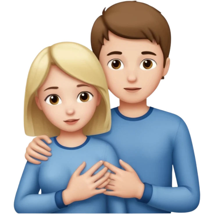 Çırılçıplak kız ve erkek kızın memelerini elliyor emoji