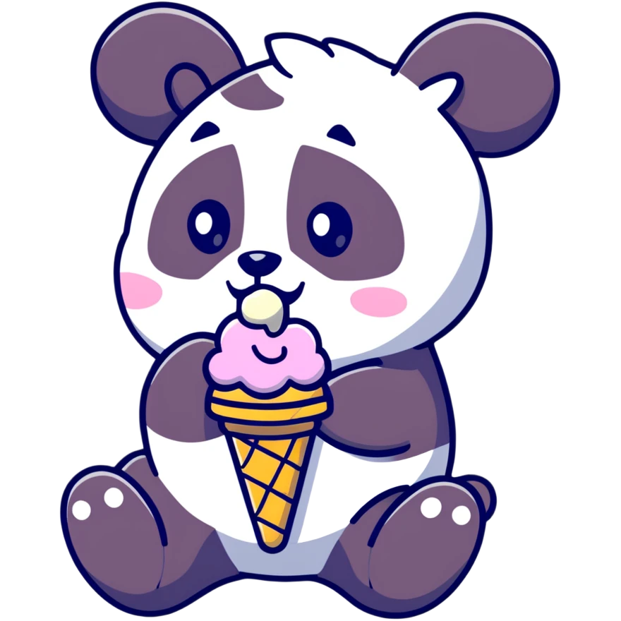 Panda eating ice cream emoji