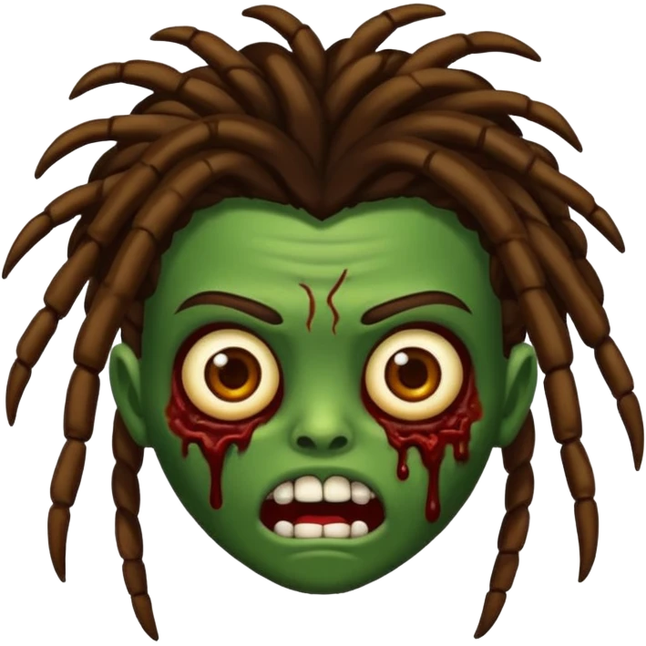 uma zumbi com cabelos cacheados marrom escuro emoji
