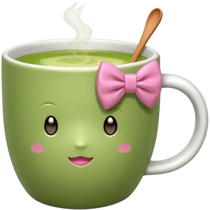 Make a cup of match tea in a mug with a bow on it emoji
