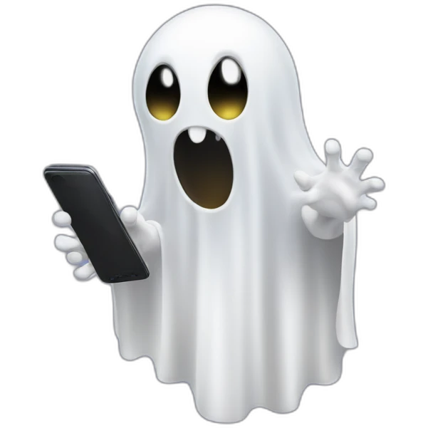 ghost with phone emoji