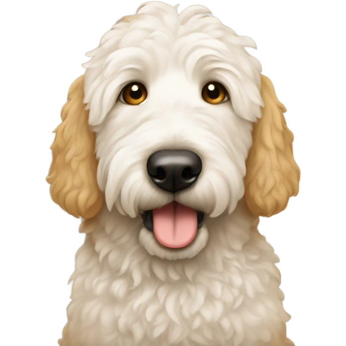 Golden doodle with tears in his eyes emoji