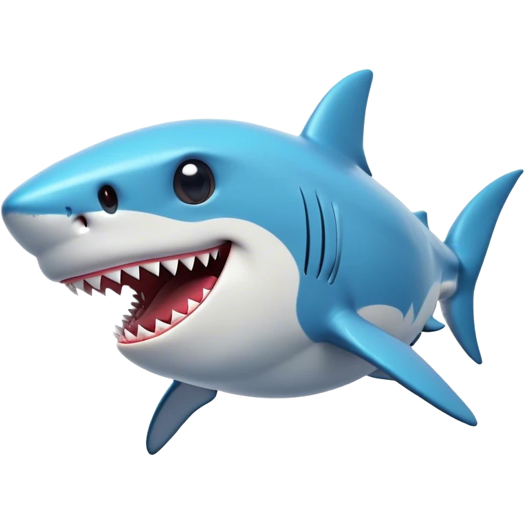 Cinematic Comical Shark Portrait Emoji, Head tilted dramatically with an exaggeratedly amused expression, featuring a striking, glossy streamlined body with bold accents and wide, expressive eyes filled with playful disbelief, Simplified yet hilariously expressive features, highly detailed, glowing with a slightly sassy glow, high shine, dramatic yet playful, stylized with an air of cheeky marine mischief, bright and endearing, soft glowing outline, capturing the essence of a spirited and over‐the‐top shark, so meme‐worthy it feels like it could snap its jaws into internet fame instantly! emoji