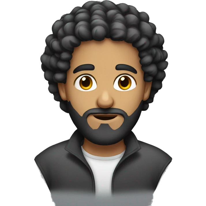Arab man with curly hair and black beard emoji