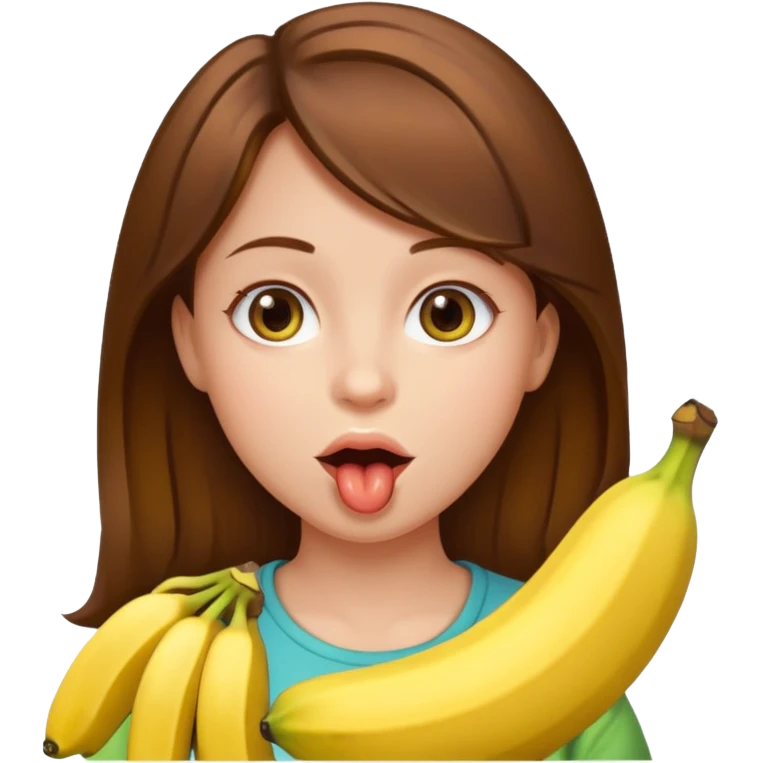 Brown hair Girl with banana in her mouth emoji