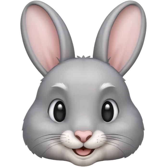 Head of a grey rabbit, smilling
 emoji