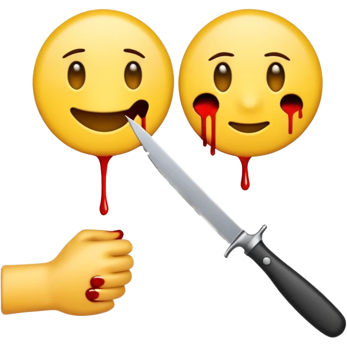 slitting my wrist normal round yellow emoji like traditional original emojis before the people ones with a knife, the one on the right is getting there, include a knife cutting a wrist  emoji