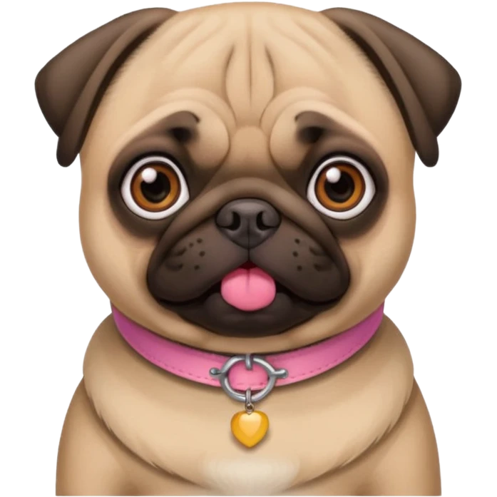 Dawn pug with pink collar emoji