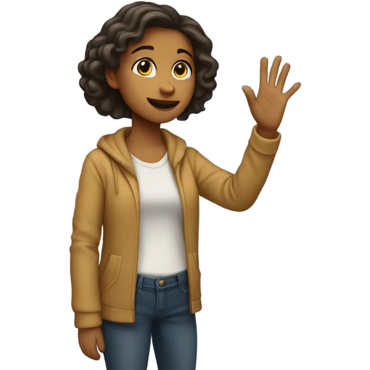 a girl with hand emoji