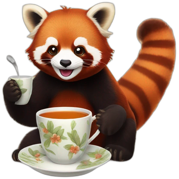 red panda with tea emoji