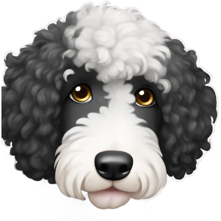 merle black Sheepadoodle with both eyes black fur emoji