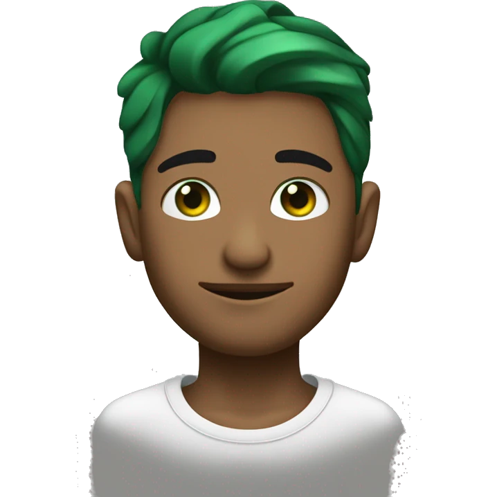 Chico de ojos verdes con el cuello tatuado y cabello rapadoo emoji