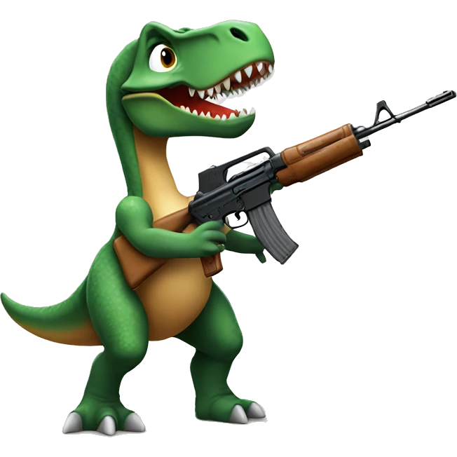 Dinosaur holding a AK-47 emoji