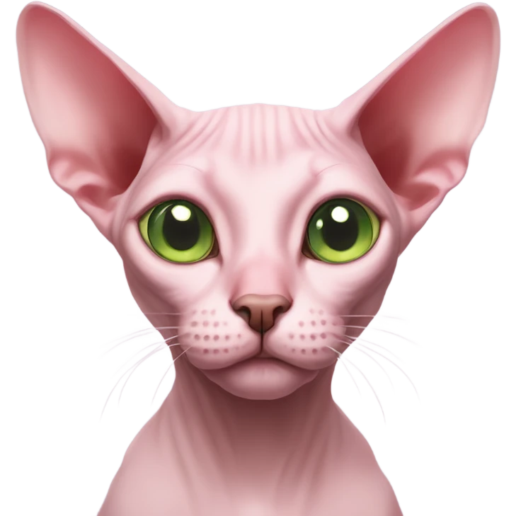 Pink sphinx cat with one eye blue and one eye green emoji