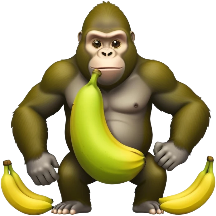 A cartoon character with a curved yellow banana for a body and a lime green gorilla face with gorilla features emoji