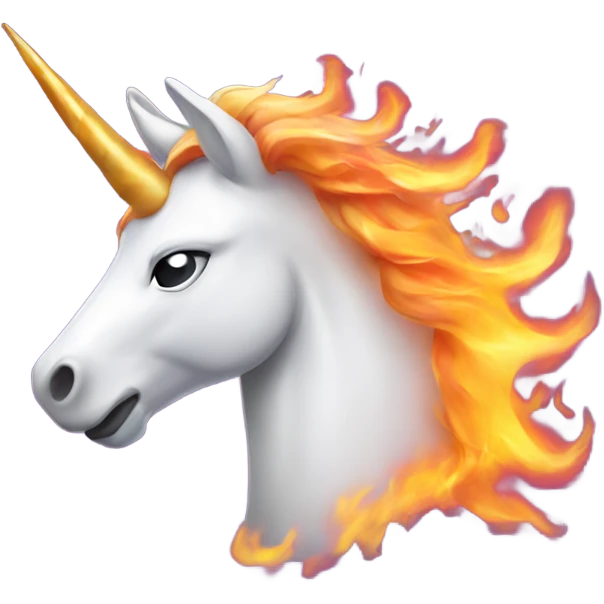 Unicorn with horn on fire emoji