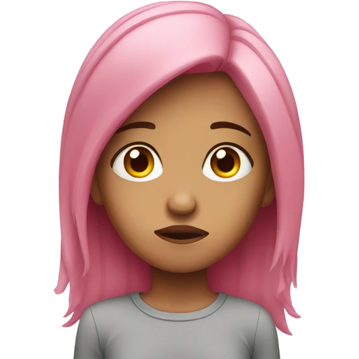 Sad girl with pink hair  emoji