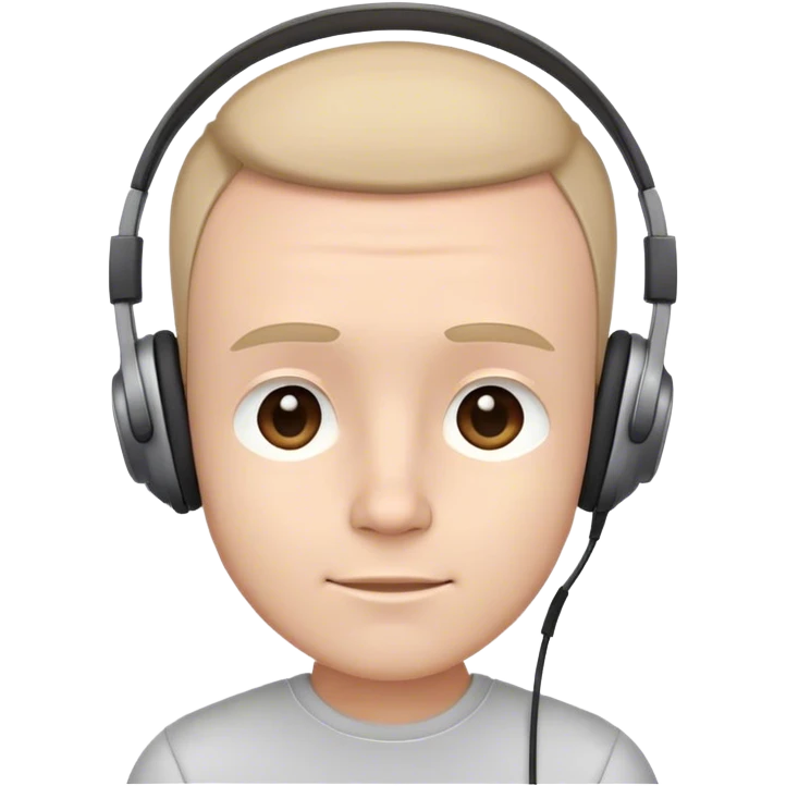 cute big headed cartoon male with over the ear headphones on emoji