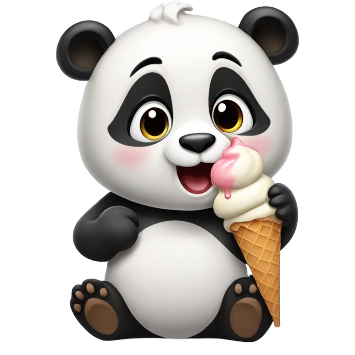 Panda eating ice cream emoji